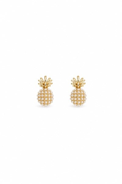 Kadın Küpe 14k Gold Renk İncili Ananas Premium Minimal Kararmaz Küpe