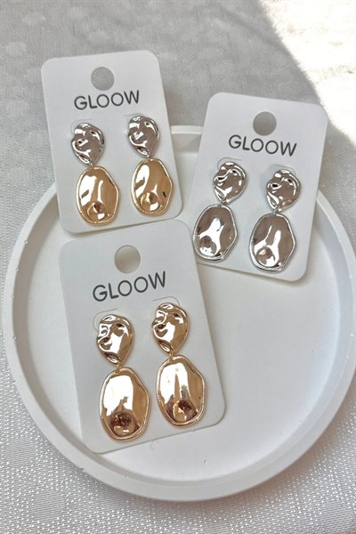 Kadın Küpe 5cm İki Oval Ezme Detay Kadın Küpe 