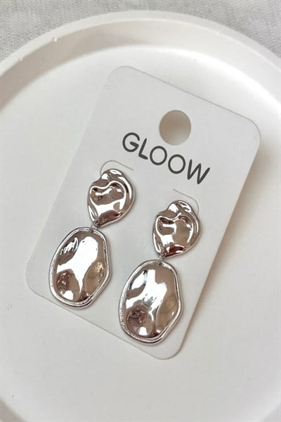 Kadın Küpe 5cm İki Oval Ezme Detay Kadın Küpe 