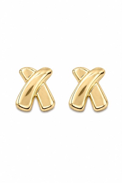 Kadın Küpe Düz Plaka Çarpı Model 2cm Küpe