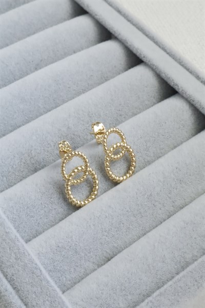 Kadın Küpe Kararmaz 14k Renk Vip Seri Minimal Burgu Daire Küpe