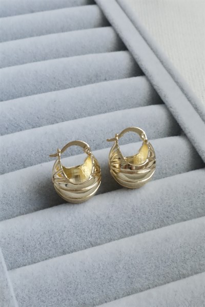 Kadın Küpe Kararmaz 14k Renk Vip Seri Top Koza Model 2cm Küpe 