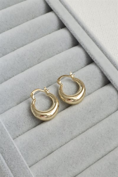 Kadın Küpe Kararmaz 14k Renk Vip Seri Yarım Bagel Model 2cm Küpe