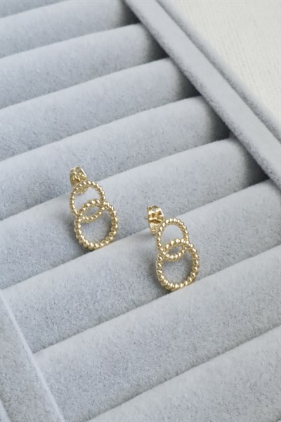 Kadın Küpe Kararmaz 14k Renk Vip Seri Minimal Burgu Daire Küpe