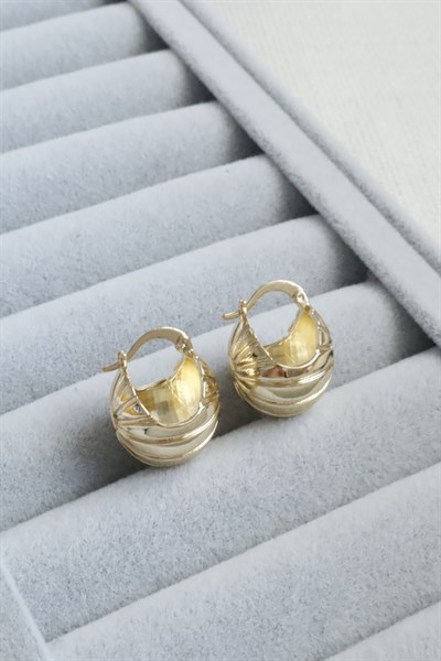Kadın Küpe Kararmaz 14k Renk Vip Seri Top Koza Model 2cm Küpe 