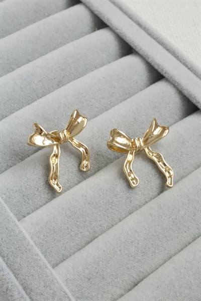 Kadın Küpe Kararmaz 14k Renk Vip Seri Zarif Model Kurdele 2cm Küpe 