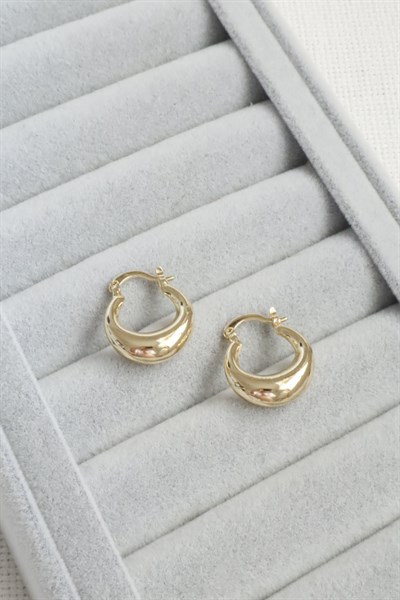 Kadın Küpe Kararmaz 14k Renk Vip Seri Yarım Bagel Model 2cm Küpe