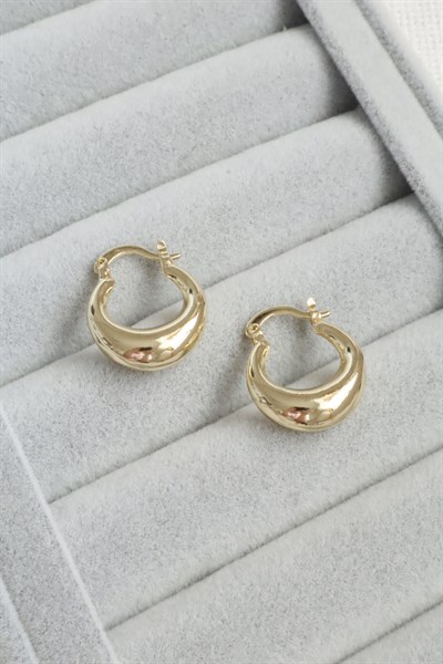 Kadın Küpe Kararmaz 14k Renk Vip Seri Yarım Bagel Model 2cm Küpe