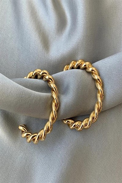 Kadın Küpe Kesik Halka Sık Burgu 2,5cm Küpe