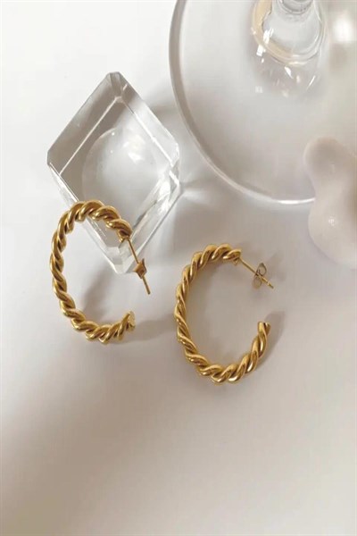 Kadın Küpe Kesik Halka Sık Burgu 2,5cm Küpe