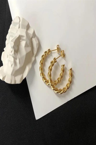 Kadın Küpe Kesik Halka Sık Burgu 2,5cm Küpe