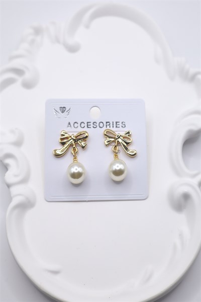 Kadın Küpe Kurdele Sallantı İnci 3cm Küpe