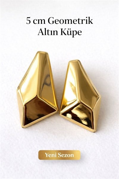 Kadın Küpe Metal Görünümlü Geometrik Kararmaz Küpe