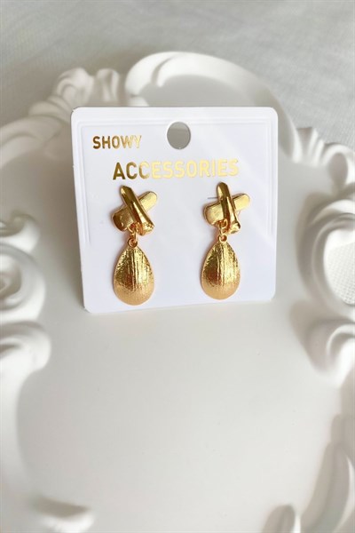 Kadın Küpe Sallantı Badem Çapraz Model Küpe