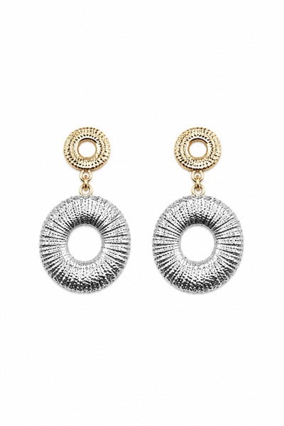 Kadın Küpe Vintage İşleme Sallantı İki Yuvarlak 4cm Küpe