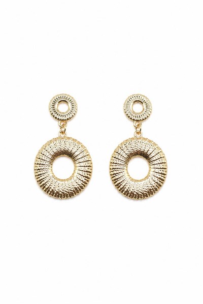 Kadın Küpe Vintage İşleme Sallantı İki Yuvarlak 4cm Küpe