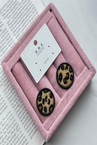 Kadın Küpe Vip Seri İthal Zirkon Leopar Desen Yuvarak Model Kararmaz Küpe