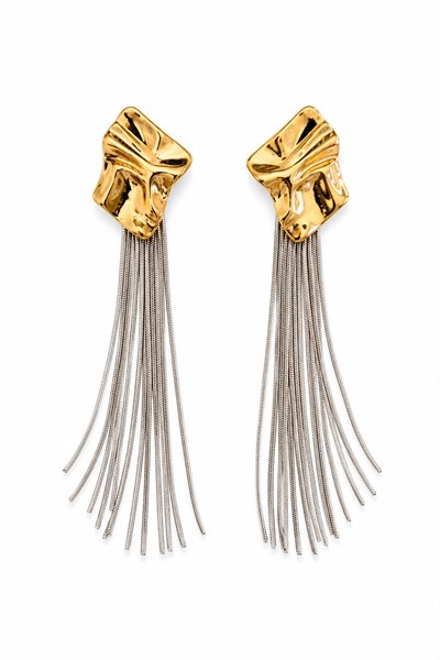 Soyut Metalik Tassel Küpe