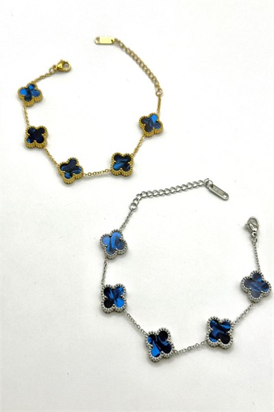 Yonca Night Blue Fosfor Çelik Bileklik