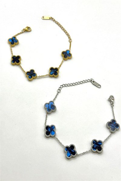 Yonca Night Blue Fosfor Çelik Bileklik