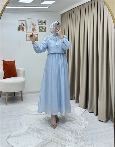 Sofia Dantel Takım Mavi