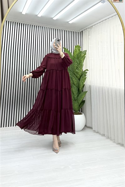 SALİH KATKAT ELBİSE BORDO