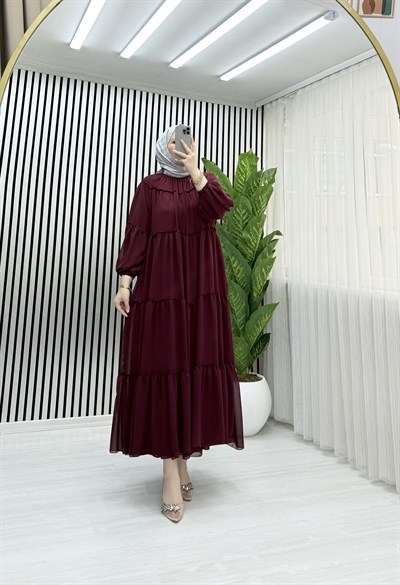SALİH KATKAT ELBİSE BORDO