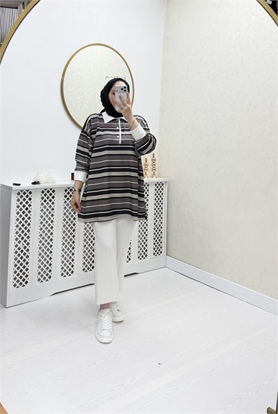 Yuna Sweat Gri Siyah Geçişli