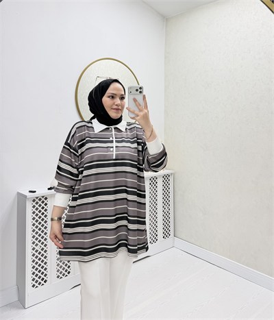 Yuna Sweat Gri Siyah Geçişli