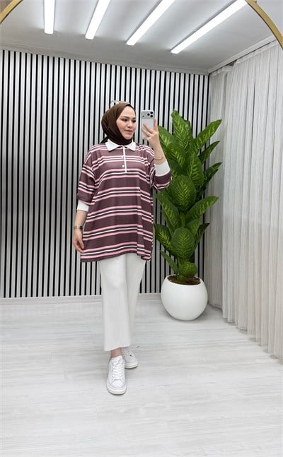 Yuna Sweat Kahve Pembe Geçişli