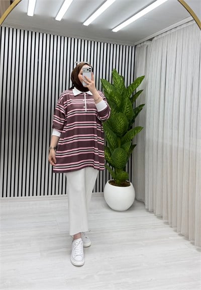 Yuna Sweat Kahve Pembe Geçişli