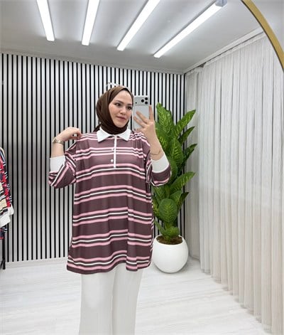 Yuna Sweat Kahve Pembe Geçişli