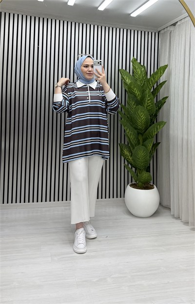 Yuna Sweat Siyah Mavi Geçişli