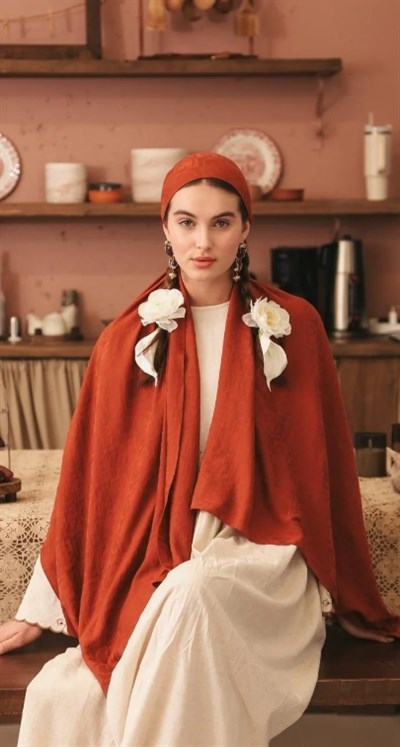 GL Desen Pamuk Şal KİREMİT