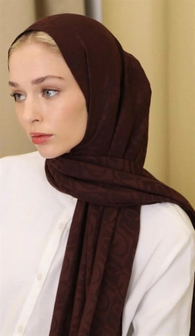 GL Desen Pamuk Şal KOYU MÜRDÜM