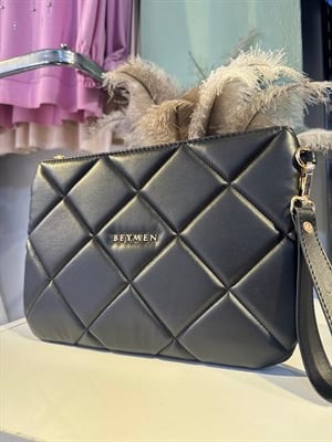 Kapitone Clutch Çanta SİYAH