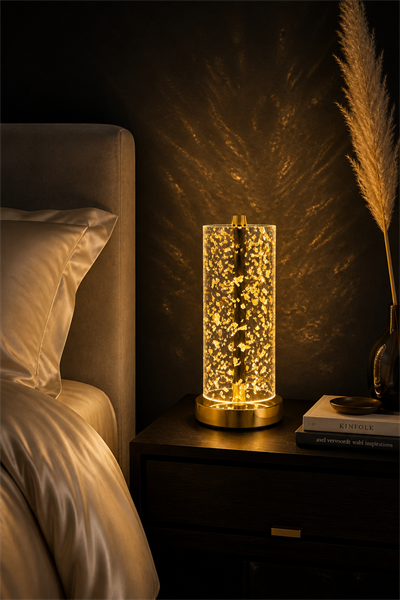 Gold Flake Masa Lambası 3 Işık Modlu Dekoratif LED Abajur