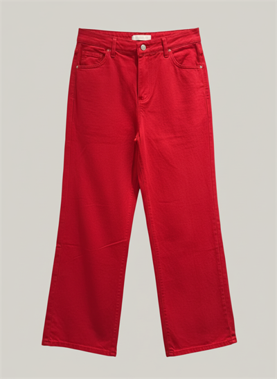 Kırmızı Wide Leg Jean