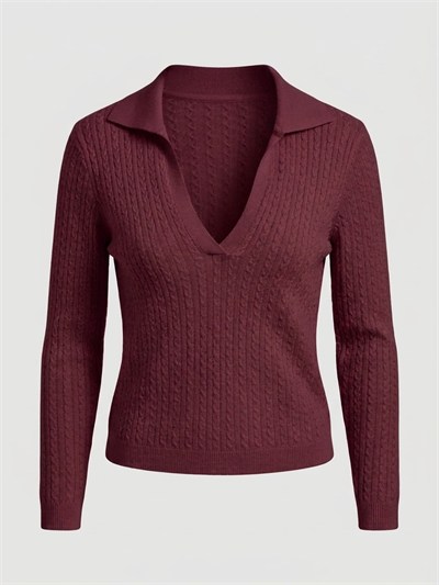 Mürdüm Örgü Model Polo Yaka Triko