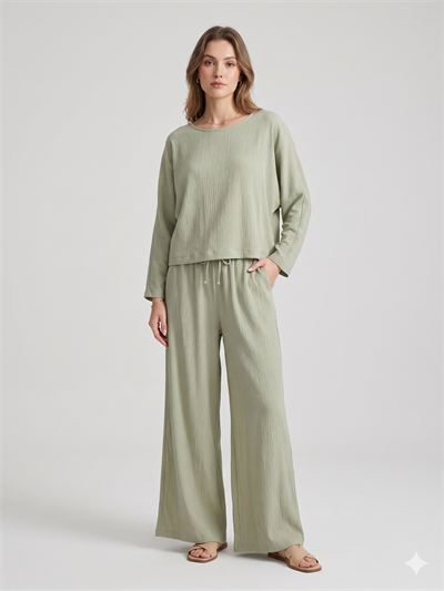 ELG 4758 PANT-4650 BLUZ KRİNKIL TAKIM