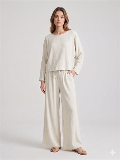 ELG 4758 PANT-4650 BLUZ KRİNKIL TAKIM