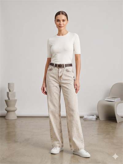 ZR 2506 KEMERLİ WİDE LEG JEAN