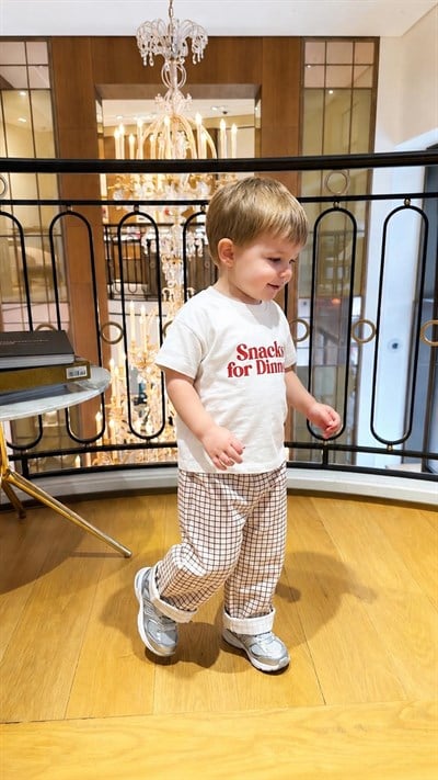 Unisex Gabardin Pantolonlu Dinner Baskılı Alt Üst Takım