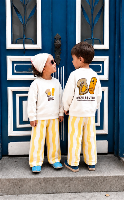 Unisex Ön Arka Baskılı Sweatshirt Çizgili Pantolon Alt Üst Eşofman Takım