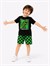 Cg Kids Dinozor Baskılı T-Shirt ve Damalı Şort Alt  Erkek Çocuk Üst Takım