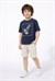 Cg Kids Kartal Temalı Lacivert Tshirt Müslin Alt Şort Alt Üst Takım