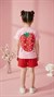 Cg Kids Love Çilek Temalı Kız Çocuk Tshirt & Şort Alt Üst Takım Sırt Baskı Detaylı Süper Kalite