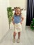 Cg Kids Mavi Dikey Çizgili Pamuk ve Keten Kız Çocuk Etek Görünüm Şortlu Alt Üst Takım
