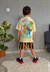 Cg Kids Stitch Hawai Baskılı Erkek Çocuk Tshirt Şort Alt Üst Takım Sırt Baskı Detaylı
