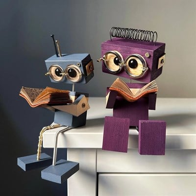 Kitap Okuyan Robot (Mor)